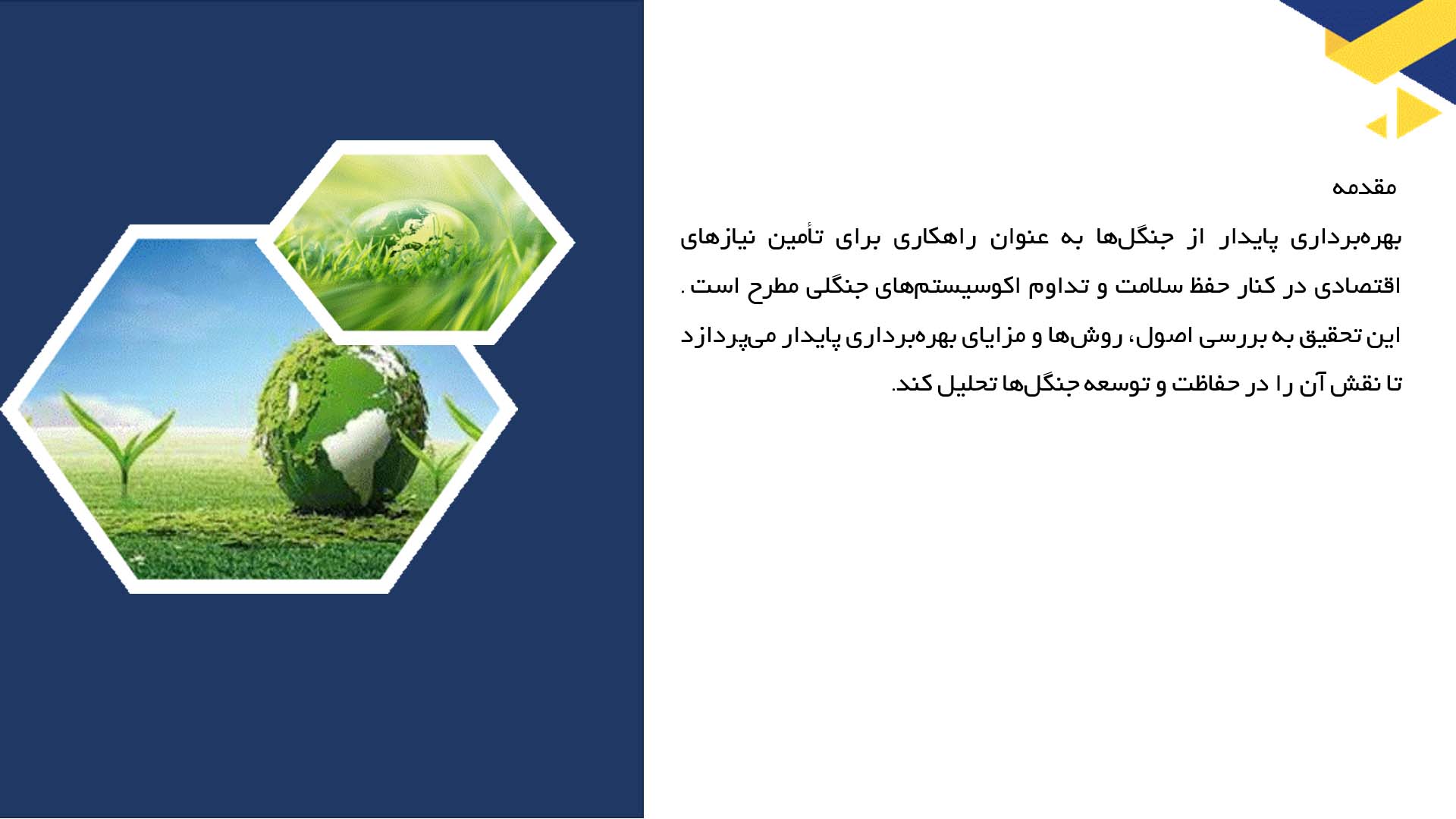 پاورپوینت در مورد بهره‌برداری پایدار از جنگل‌ها